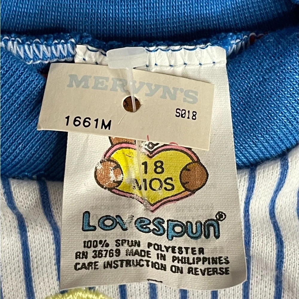 Vintage 1989 Baby Shirt 18M Lovespun Bear Red White Blue NWT Mervyn’s - Picture 3 of 5